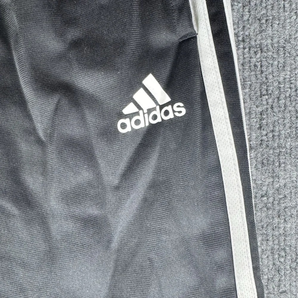 Adidas Y2K Polyester Track Pants Black White LARGE Baggy 3 Stripe Skater